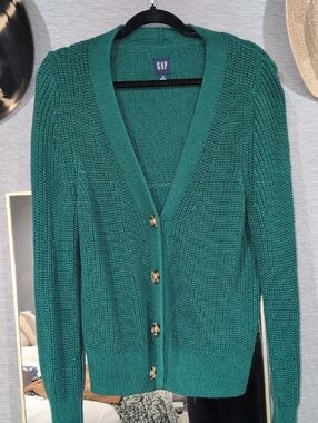 GAP Teal Green Knit Button-Front Women's Cardigan